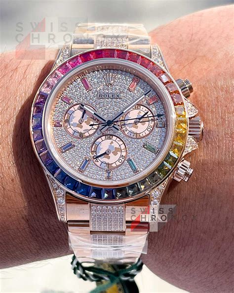 rolex daytona rainbow on wrist|Rolex rainbow 2021 price.